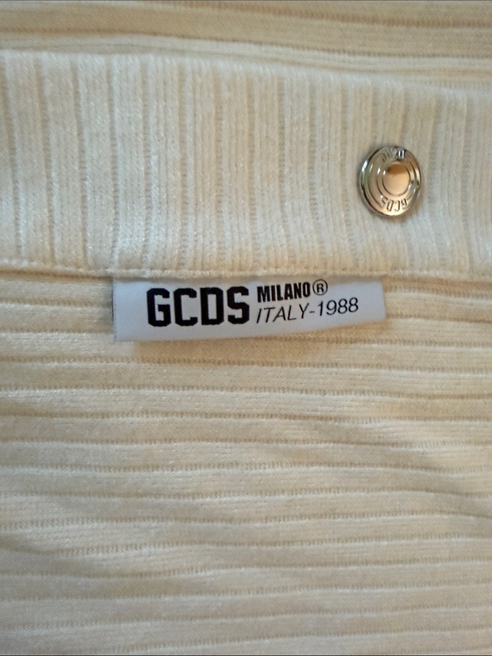 GCDS Cream Ribbed Maxi Skirt Set with Side Button Detail by - Picture 3 of 5
